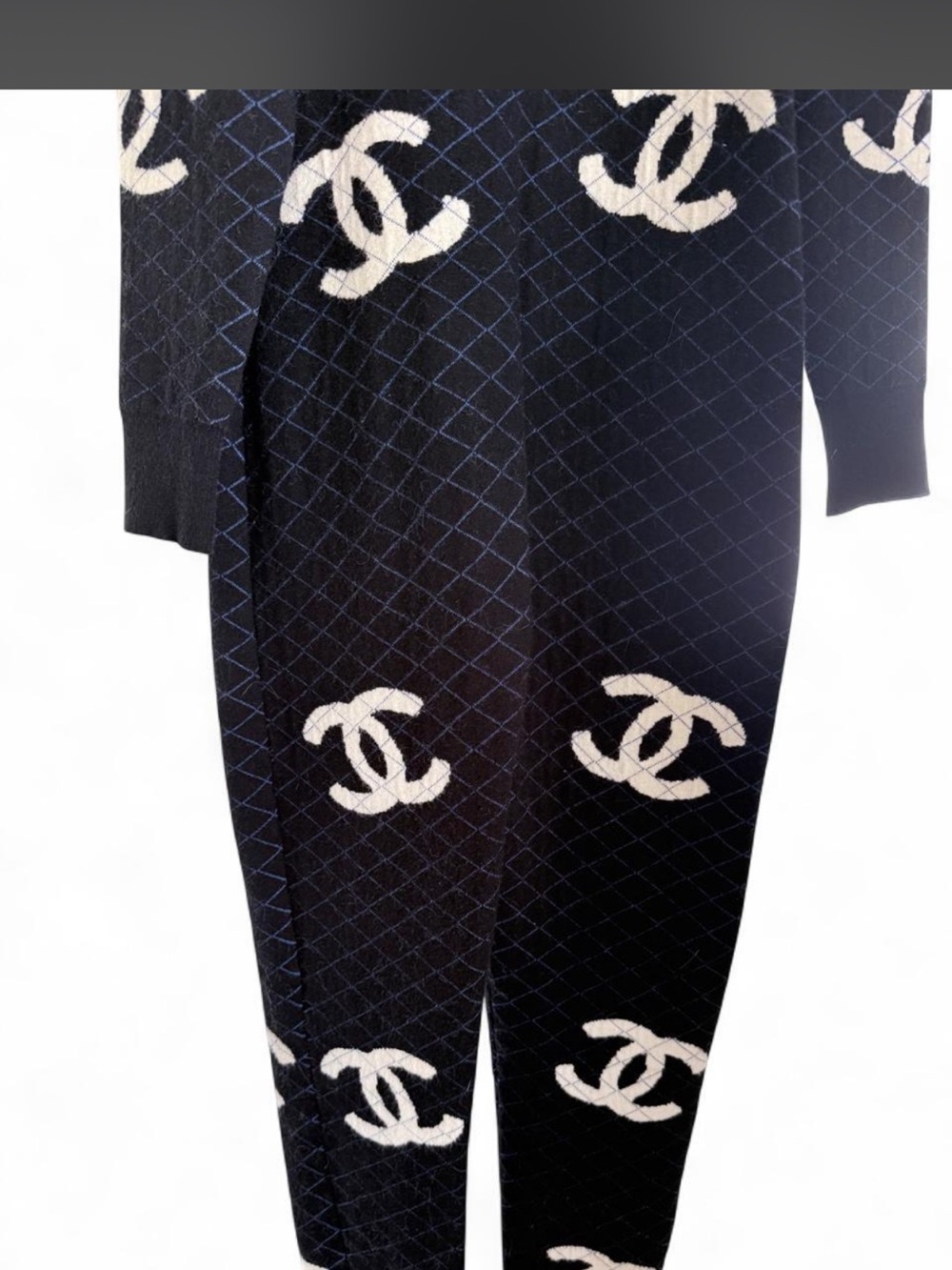 CHANEL Black Quilted Logo-Print Jumpsuit - Picture 7 of 10
